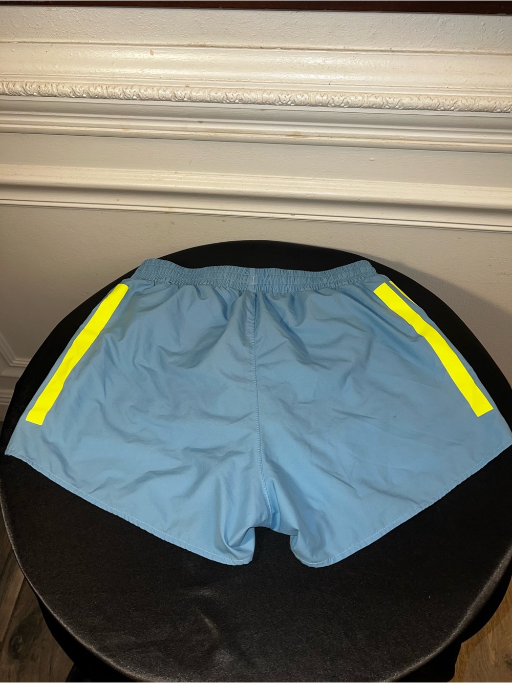 adidas Light Blue Athletic Shorts with Neon Yellow Accents size medium - Picture 9 of 10